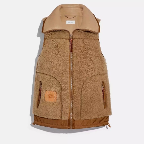 Coach Jackets & Blazers - Coach Shearling Leather Tan Vest Jacket Outerwear BNWT